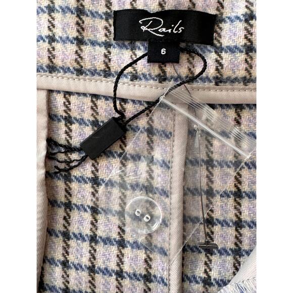 New RAILS Women's Lilac Navy Check Wool Blend Prim Mini Skirt Size 6 - Picture 6 of 9